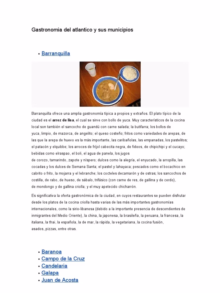 ¿Cuál es la gastronomía del Atlántico?