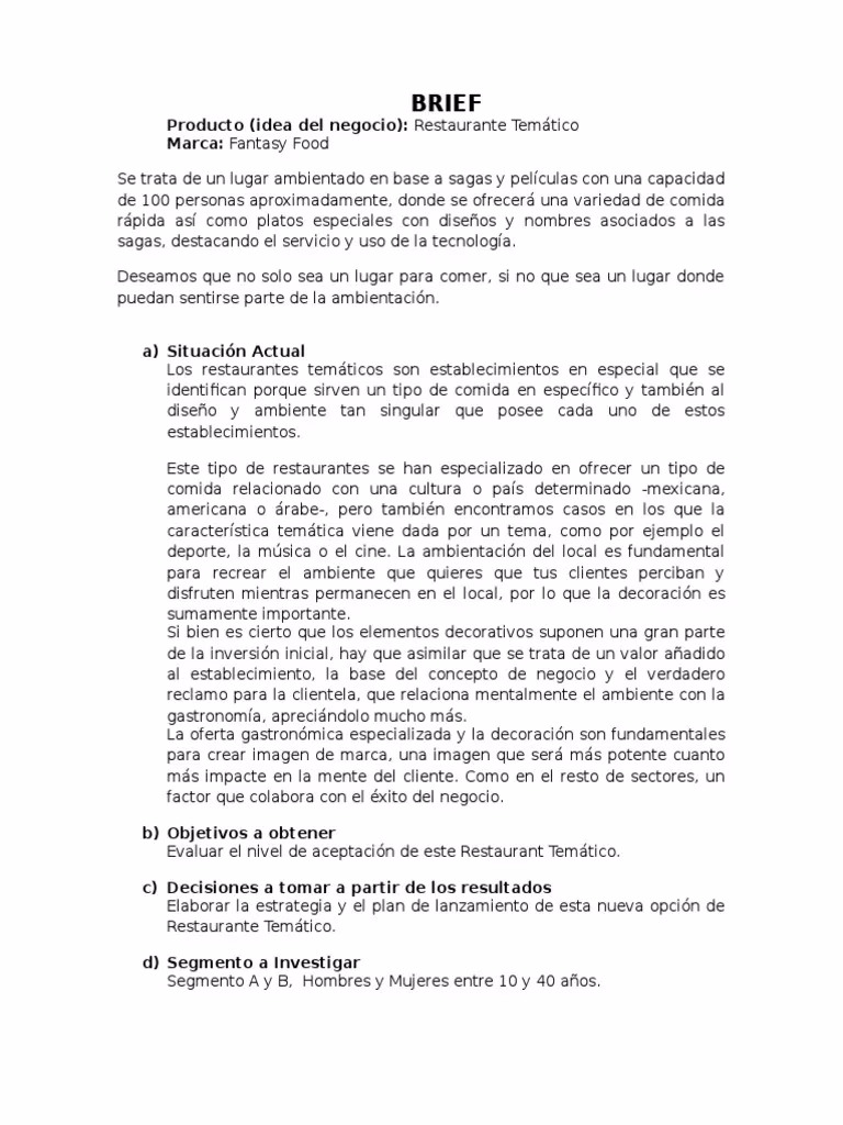 ¿Qué es un briefing en un restaurante?