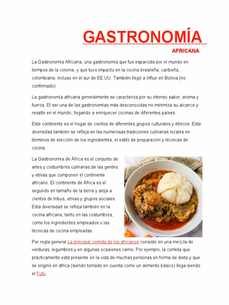 ¿Cómo describirías la comida africana?
