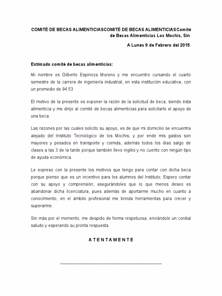 ¿Cómo se redacta una carta para solicitar una beca?