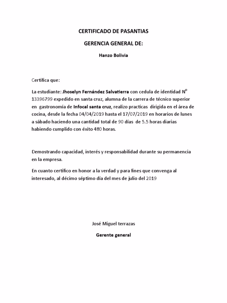 ¿Qué es un certificado de pasantia?