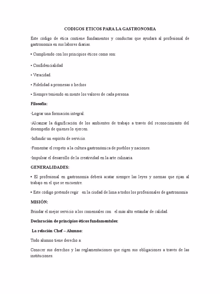 ¿Qué es un código ético ejemplo?