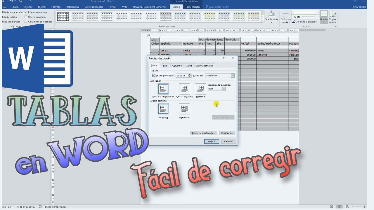 ¿Cómo hacer que una tabla se ajuste en Word?
