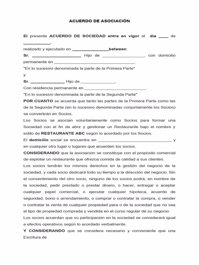 ¿Qué es un contrato de sociedad?