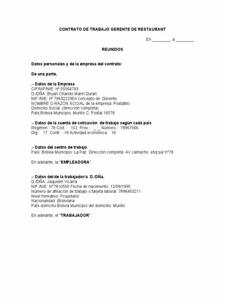 ¿Cuáles son los 4 tipos de contratos?