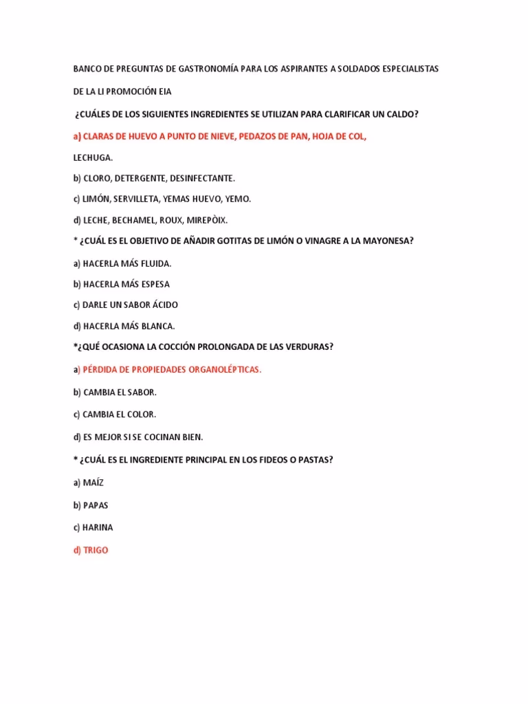 ¿Qué preguntas se le pueden hacer a un cocinero?