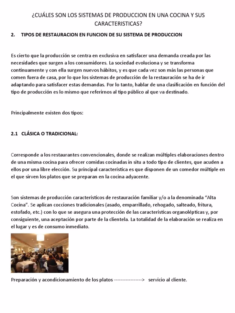 ¿Qué es producción en gastronomía?