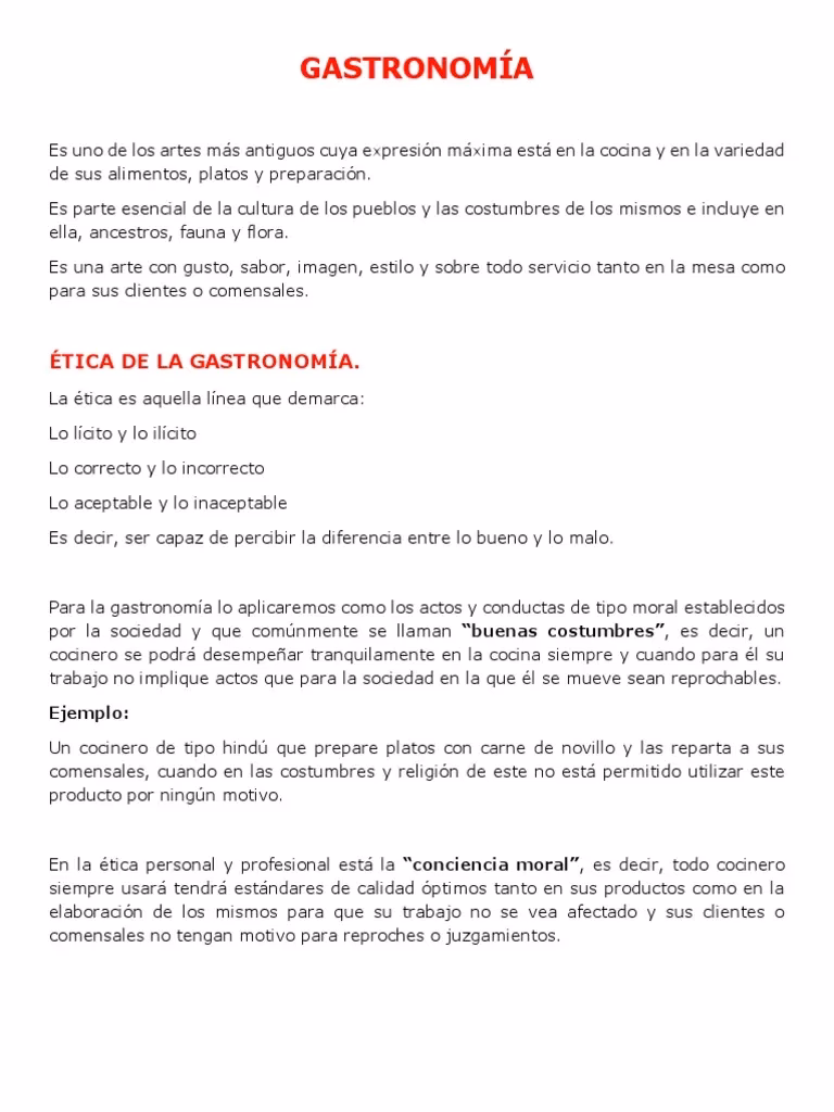 ¿Cómo se aplica la ética en la gastronomía?