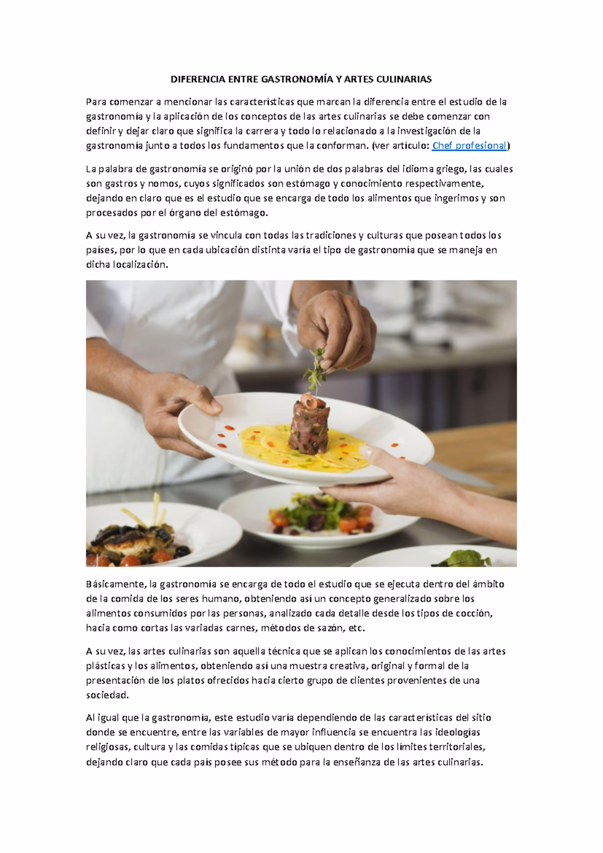 ¿Cuál es la diferencia entre gastronomía y turismo culinario?