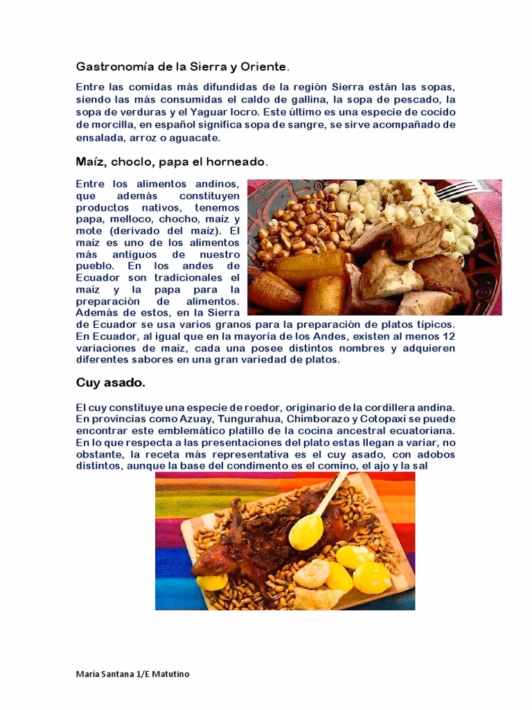 ¿Cuáles son tres platos típicos de la sierra?