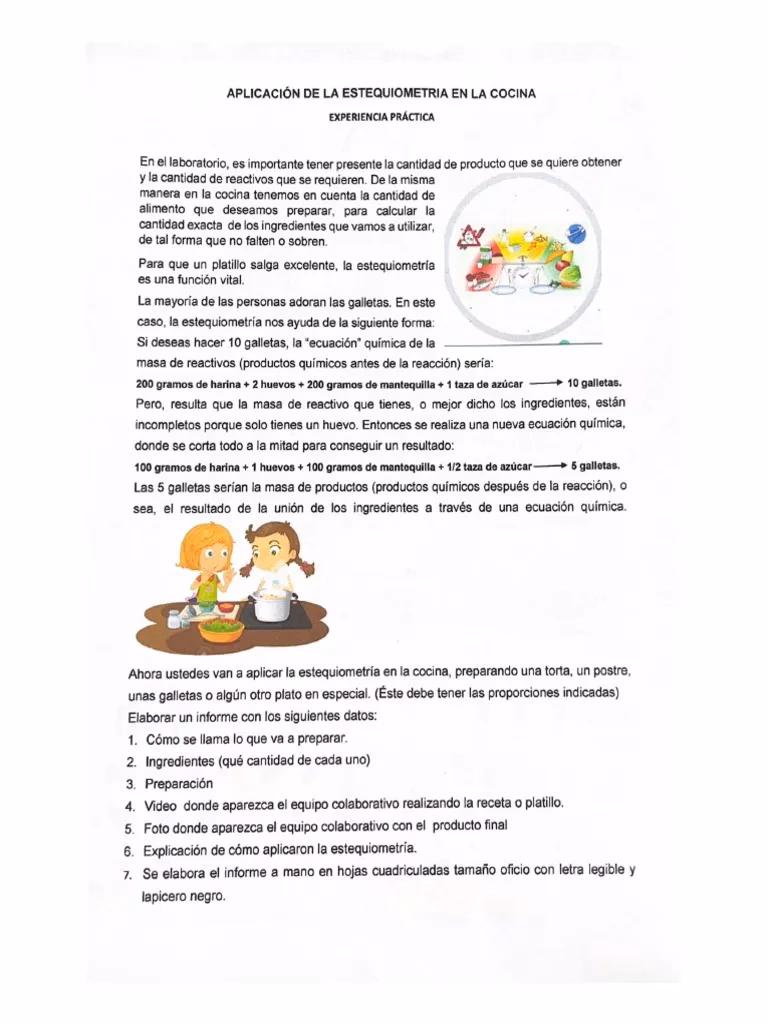¿Cómo se aplica la estequiometría en la cocina?