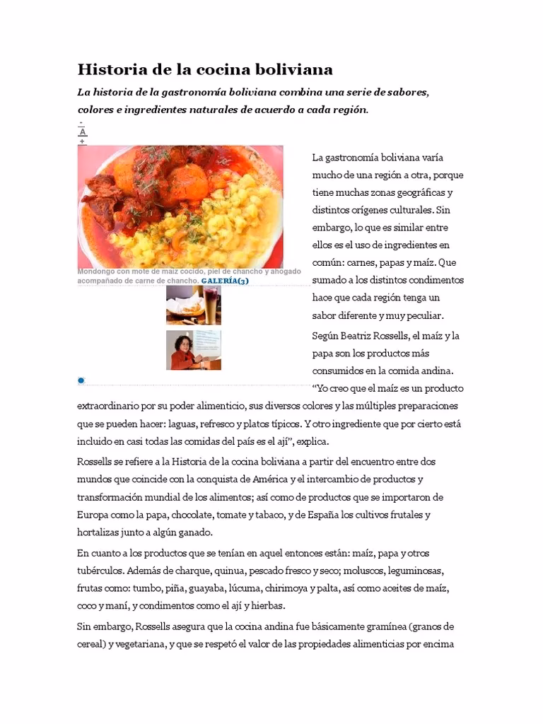 ¿Cómo era la alimentación antes en Bolivia?