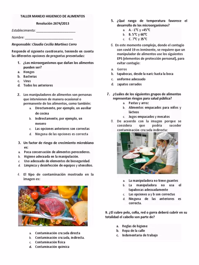 ¿Qué evalúa el examen de manipulación de alimentos?