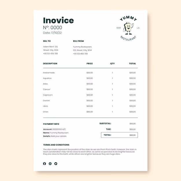 ¿Cómo hacer una factura de comida?