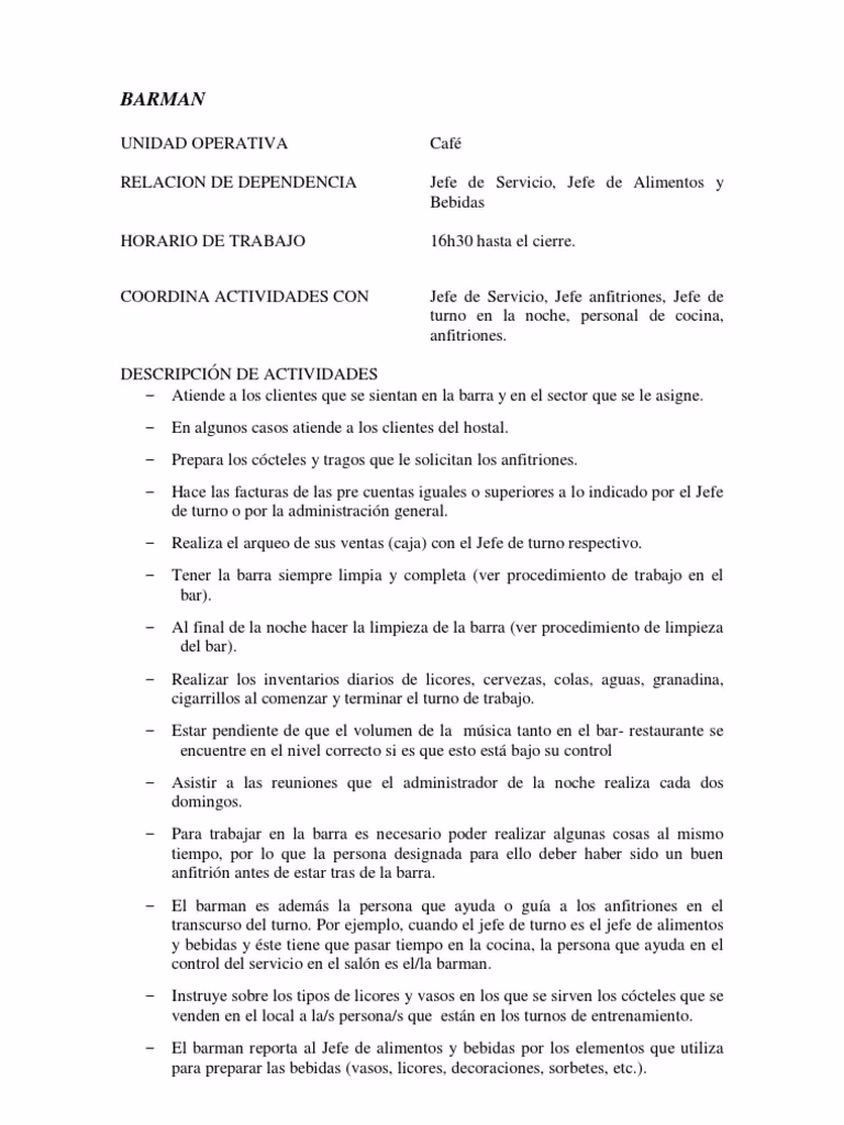 ¿Cuáles son las cinco P de un bartender profesional?