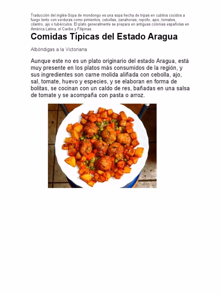 ¿Cuál es la comida tradicional de Aragua?