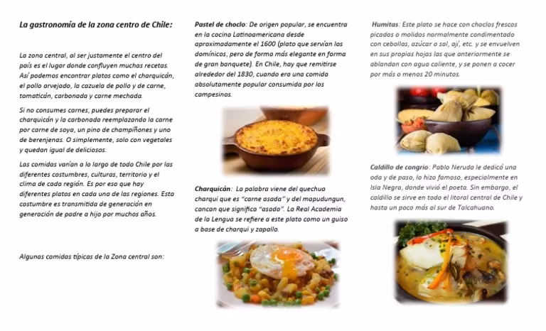 ¿Cuál es la comida típica de la zona central de Chile?
