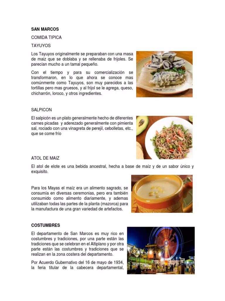 ¿Cuál es la comida típica de San Marcos?