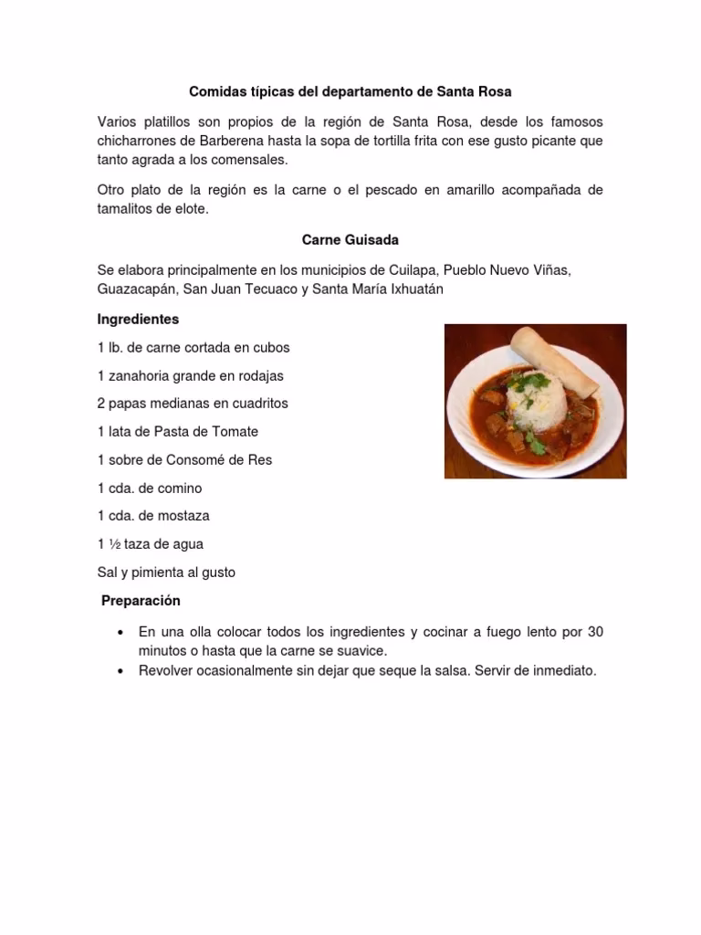 ¿Cuál es la comida típica de Santa Rosa de Copán?