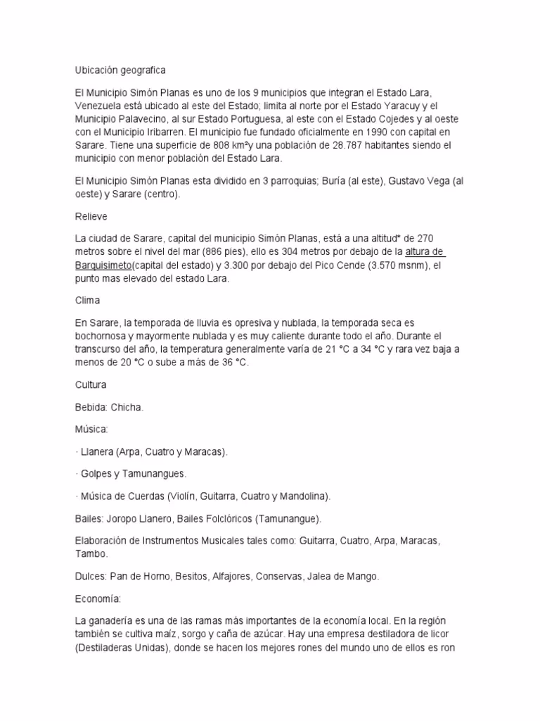 ¿Qué se cultiva en el municipio Simón Planas?