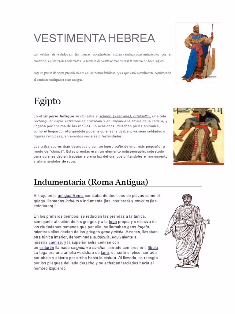 ¿Cuál era la vestimenta de los hebreos?