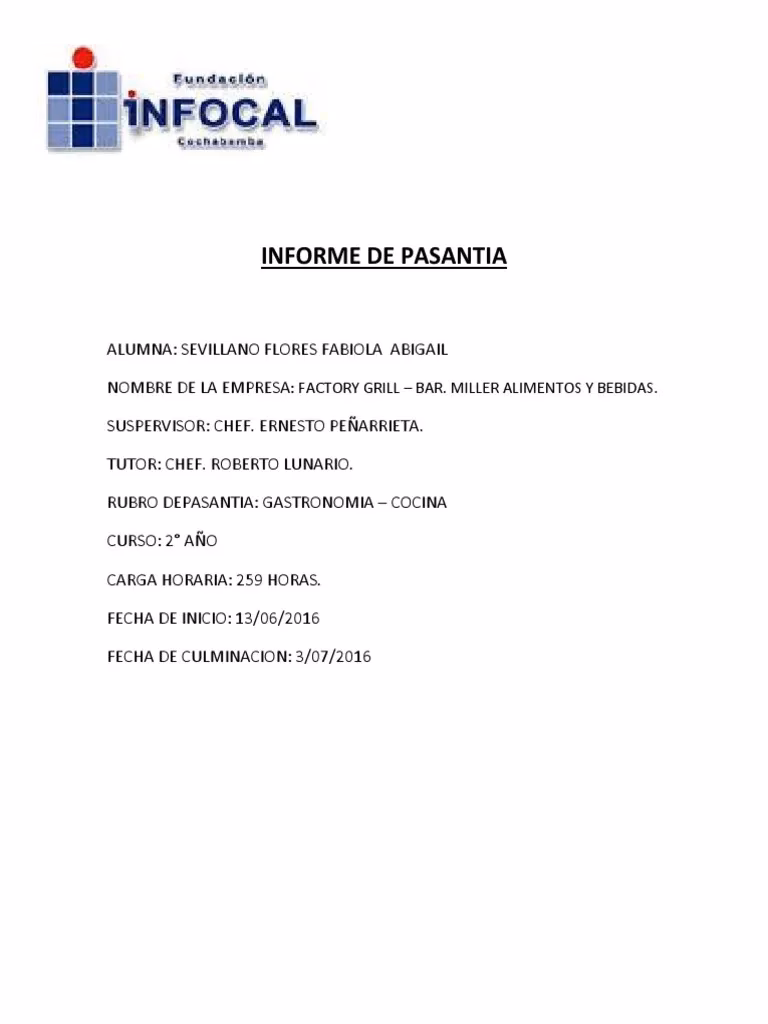 ¿Qué poner en un informe de pasantía?