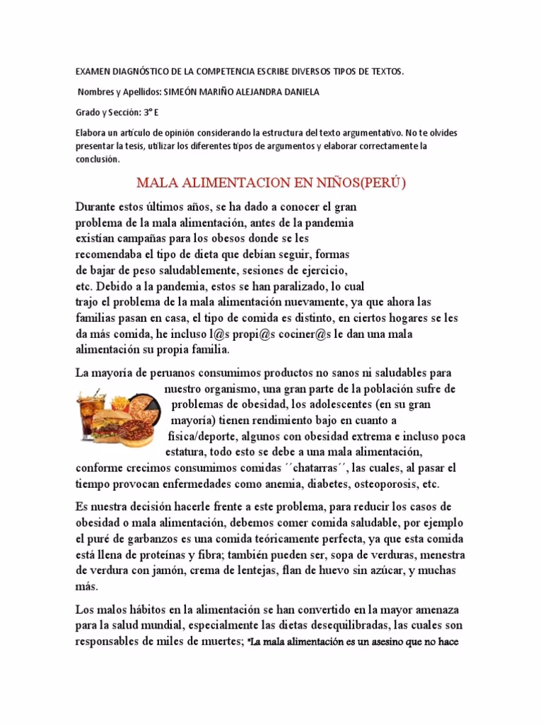 ¿Qué es la mala alimentación resumen corto?