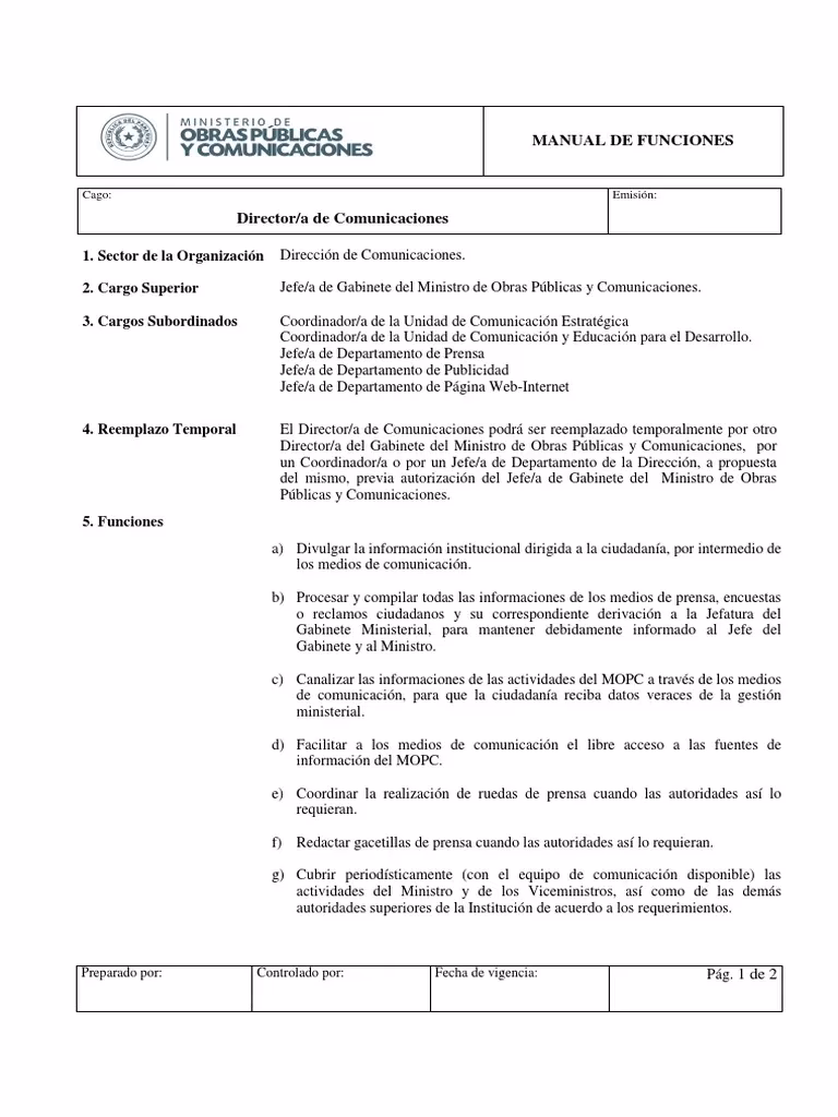 ¿Qué va en el manual de funciones?