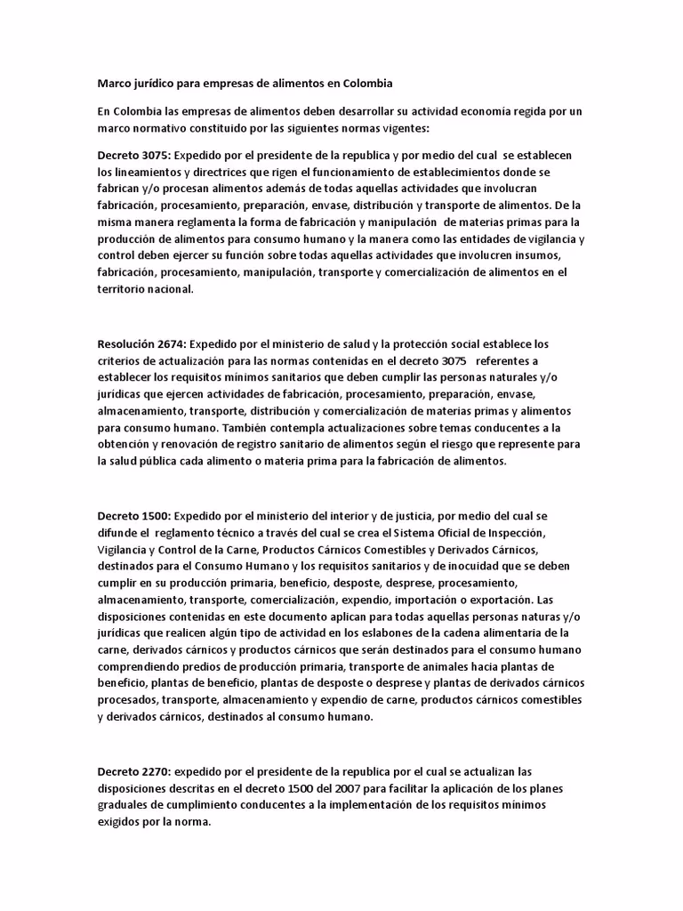¿Qué ley regula los restaurantes en Colombia?