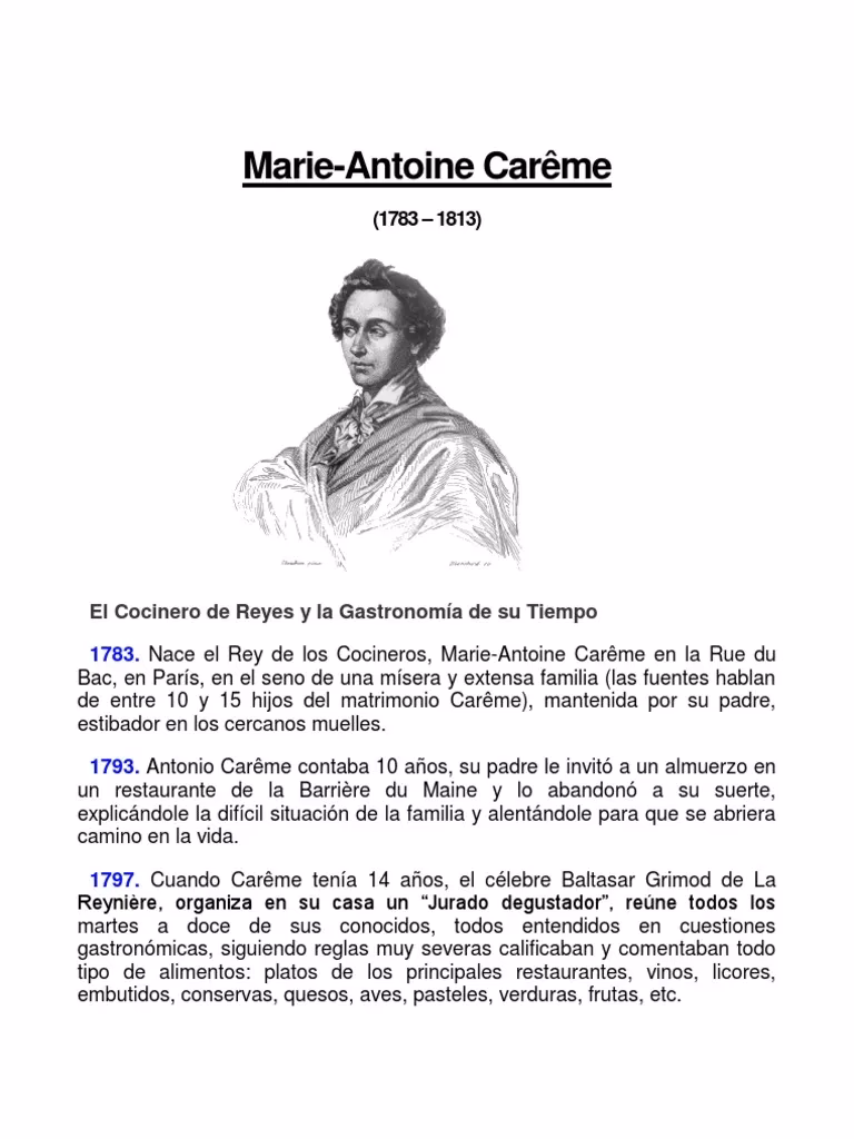 ¿Qué aportes aporta Antoine Carême a la gastronomía?