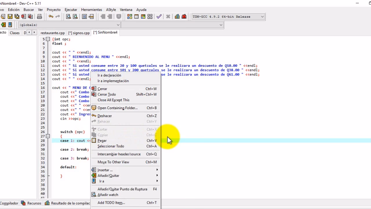 ¿Qué es un menú en C++?