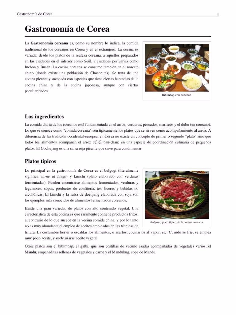 ¿Qué caracteriza a la comida coreana?