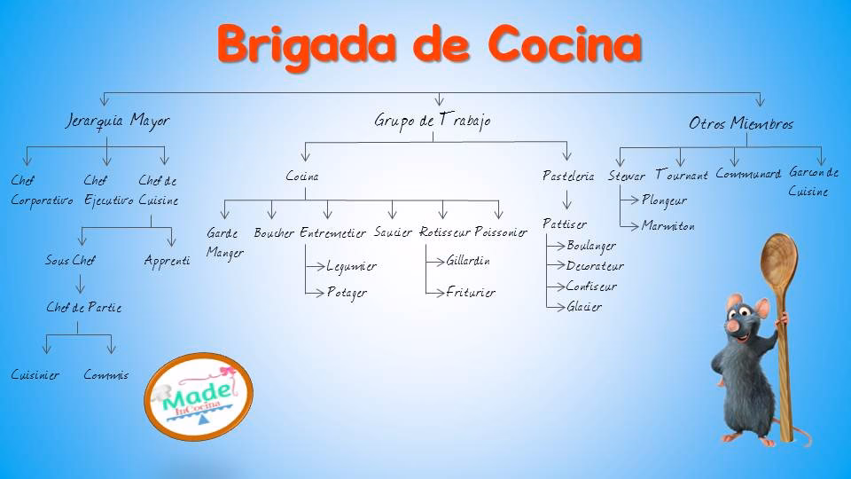 ¿Cuál es la estructura de organización de la cocina?