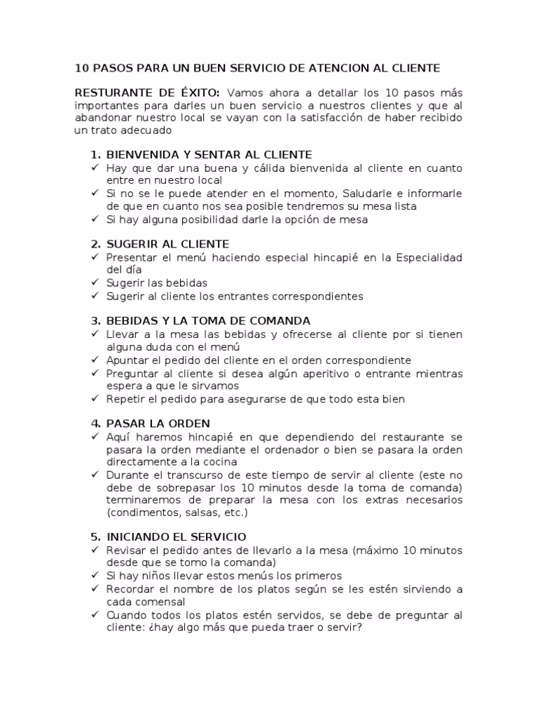 ¿Cuáles son los 7 pasos del servicio al cliente?