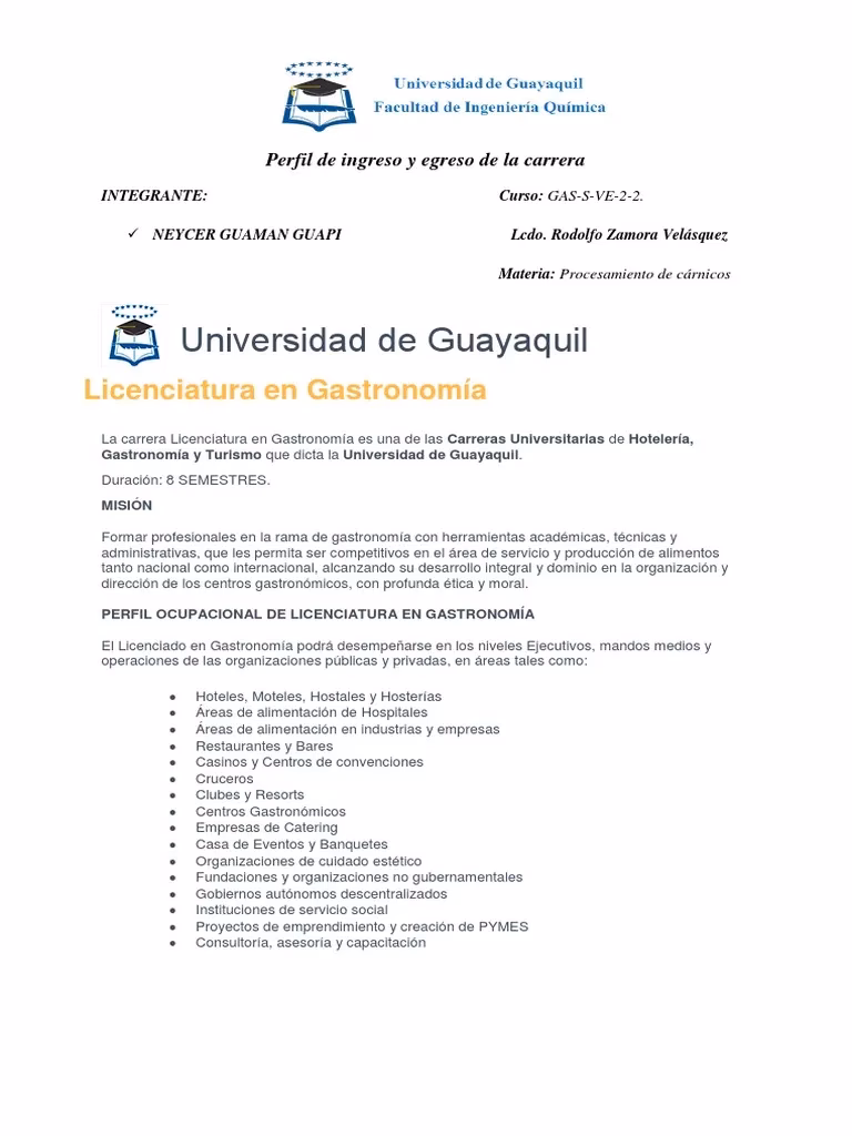 ¿Cuál es el perfil de la carrera de gastronomía?