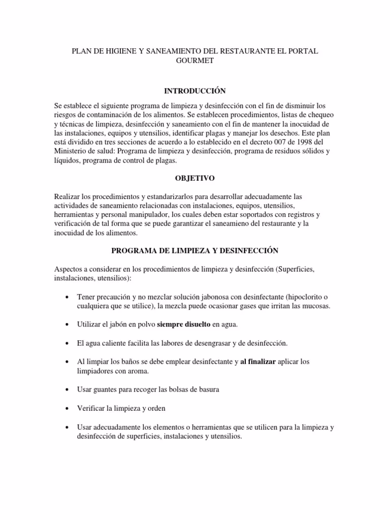 ¿Cuáles son los 4 planes de saneamiento?