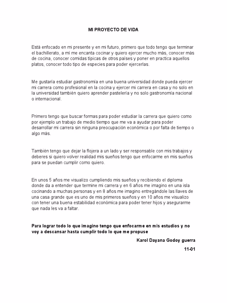 ¿Quién soy estudiante proyecto de vida ejemplo?