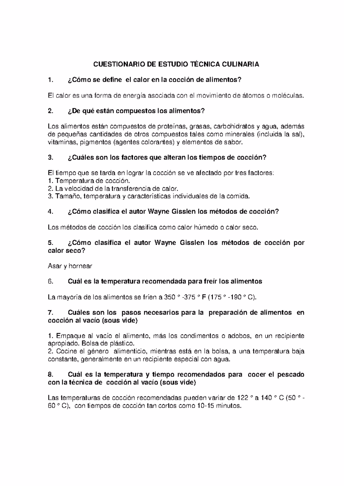 ¿Qué es un test de gastronomía?
