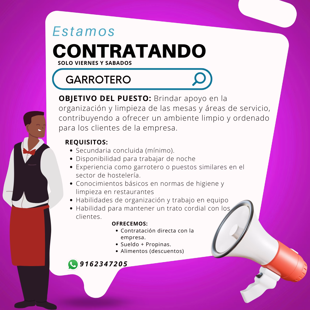 ¿Qué diferencia hay entre garrotero y mesero?