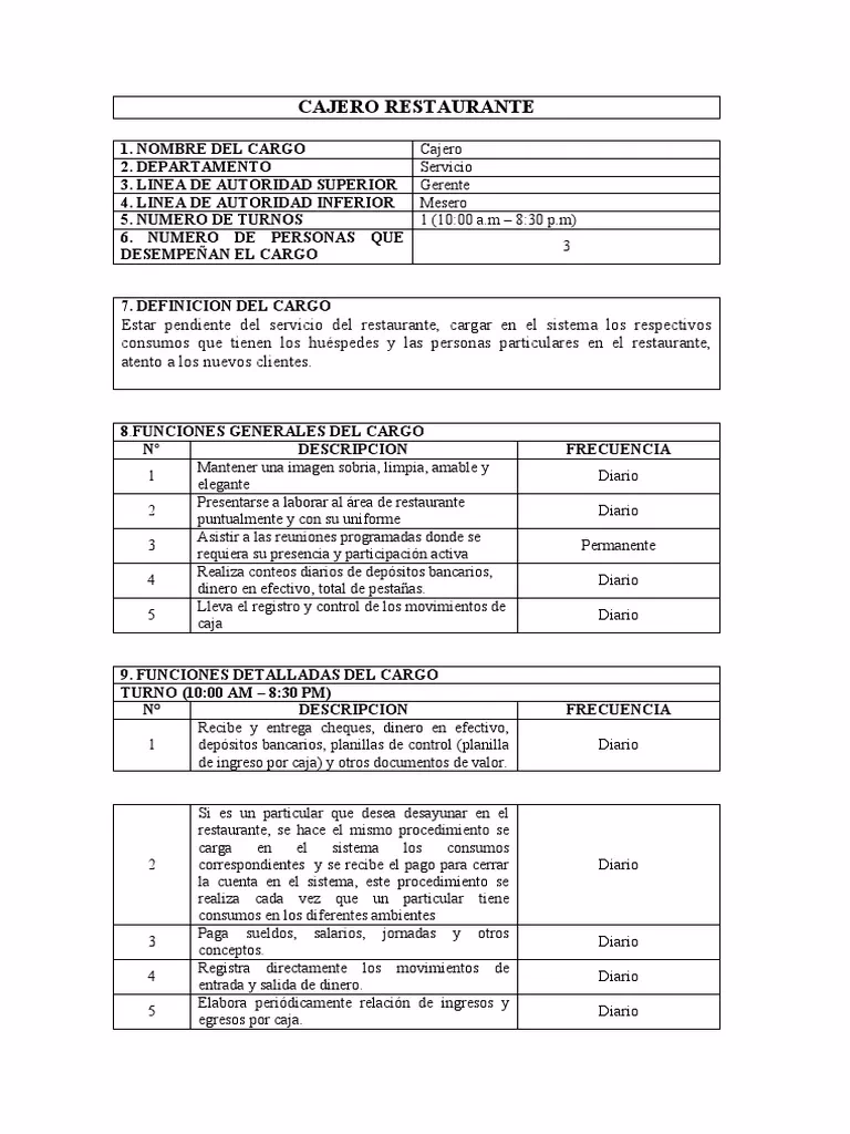 ¿Qué función tiene un cajero?