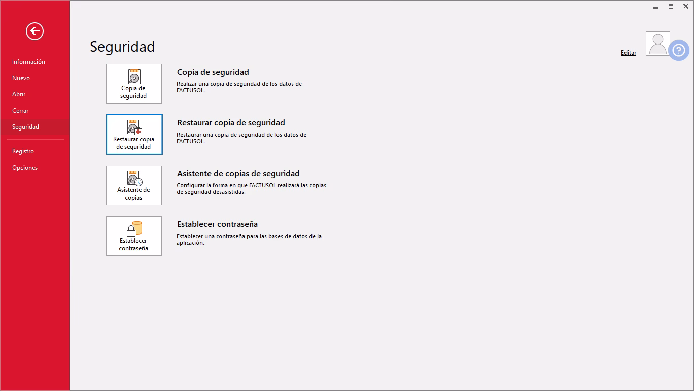¿Cómo puedo restaurar una copia de seguridad en Factusol?